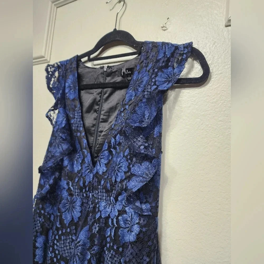 Lulus Molinetto Navy Blue Lace Ruffled Tiered Sleeveless Maxi Dress Party Prom - Picture 8 of 11